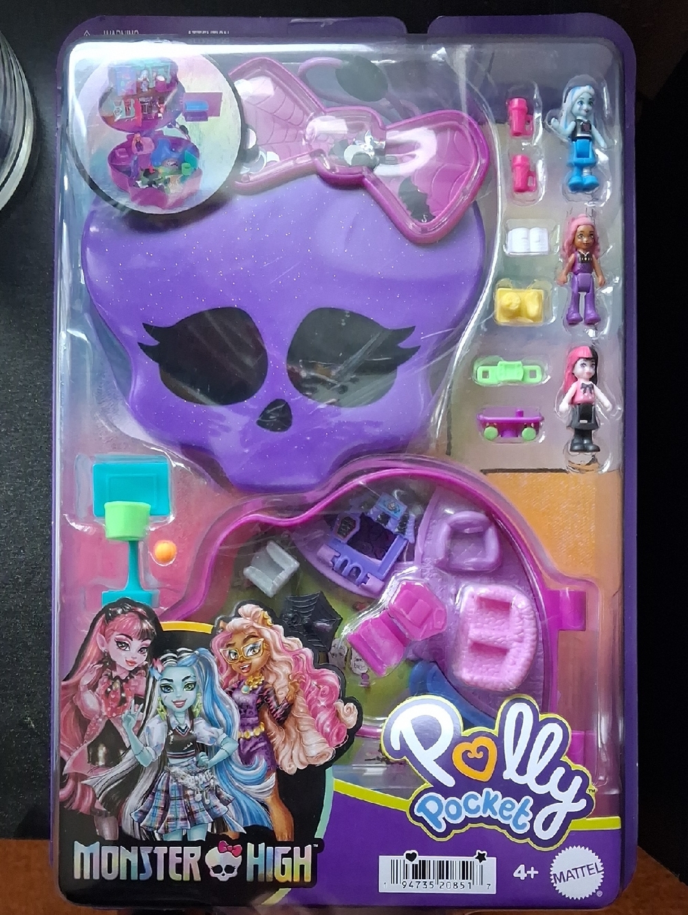Polly Pocket x Monster High Purple Skull Carry Case Playset